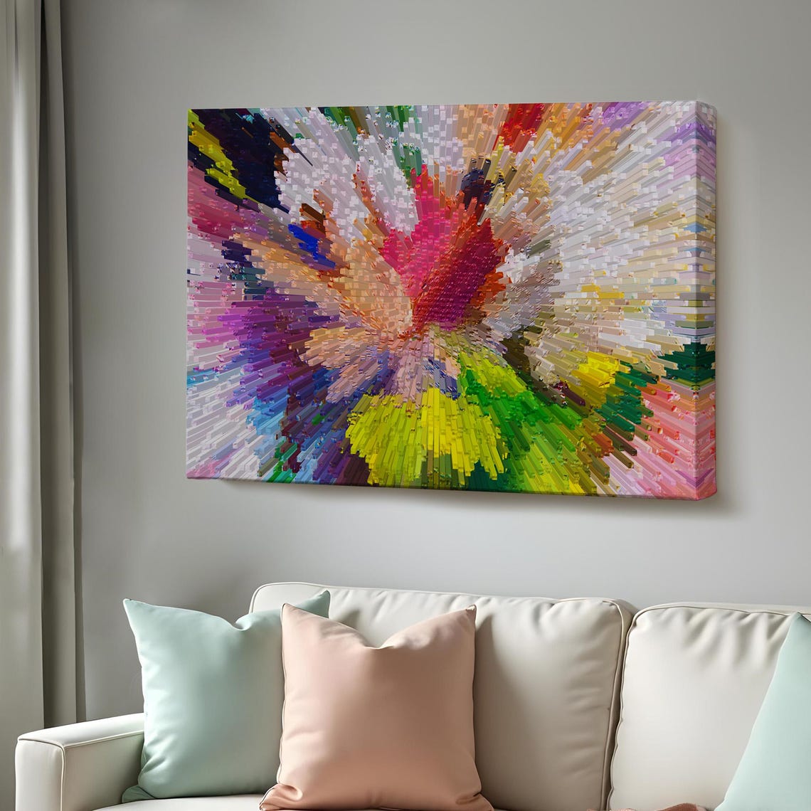 Abstract Colorful Explosion Brushstroke Burst 3D Digital Art Poster