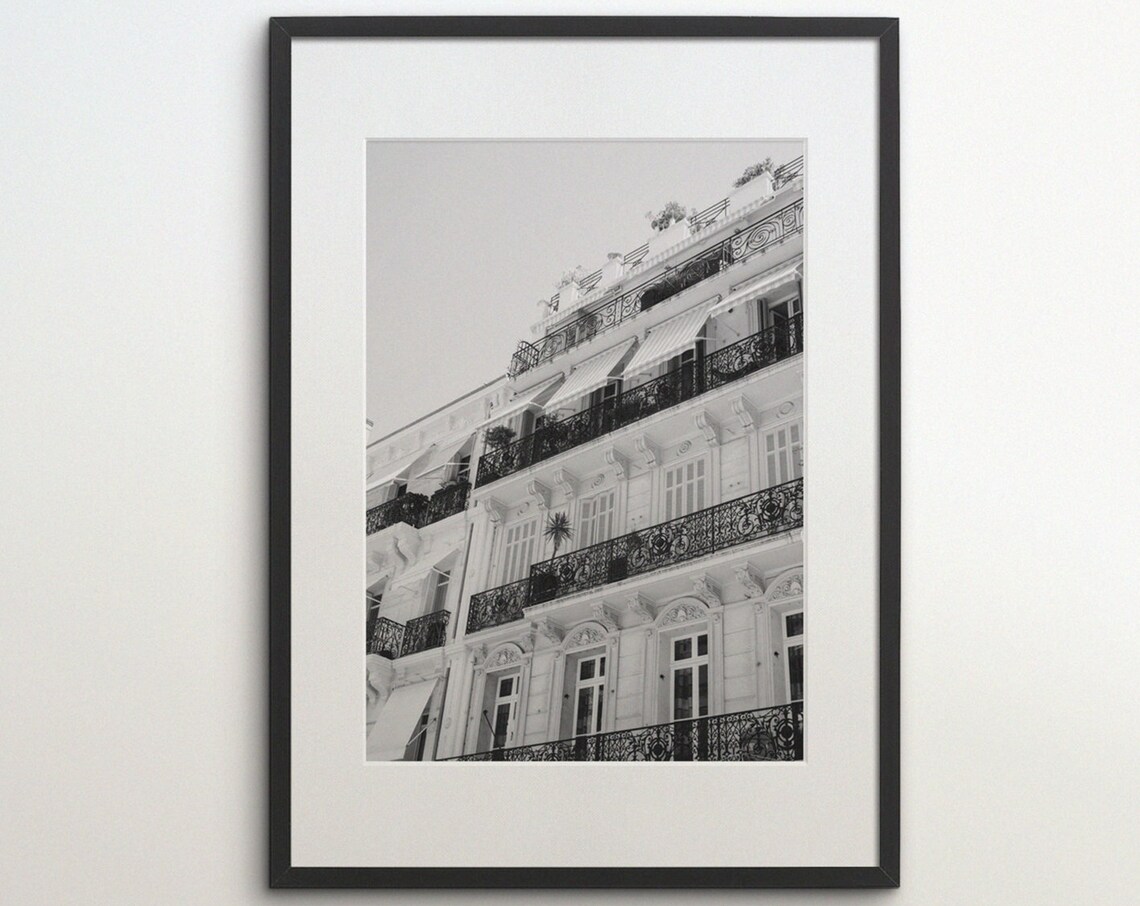 Cannes France Balcony House Instant Black White Photography Wall Art Travel Poster French Art Print Cte Dazur