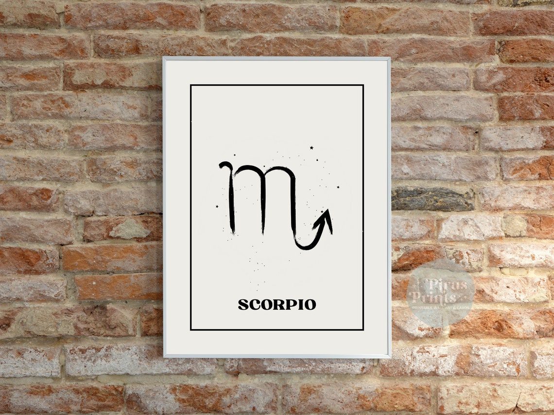 Scorpio Zodiac Print Astrology Wall Art Minimal Black White Zodiac Print Gift For Scorpios Instant - Image 5