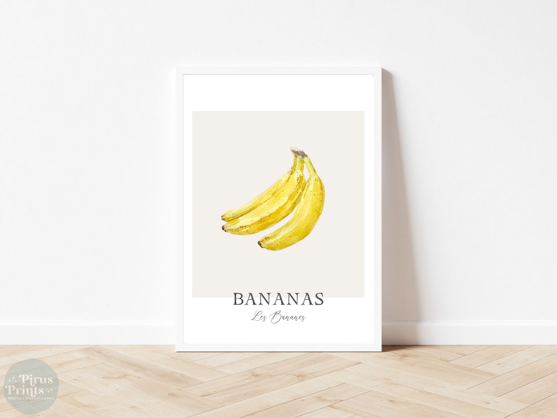 Bananas Print Kitchen Wall Art Watercolor Banana Wall Decor Tropical Fruit Art Print Instant - Image 4