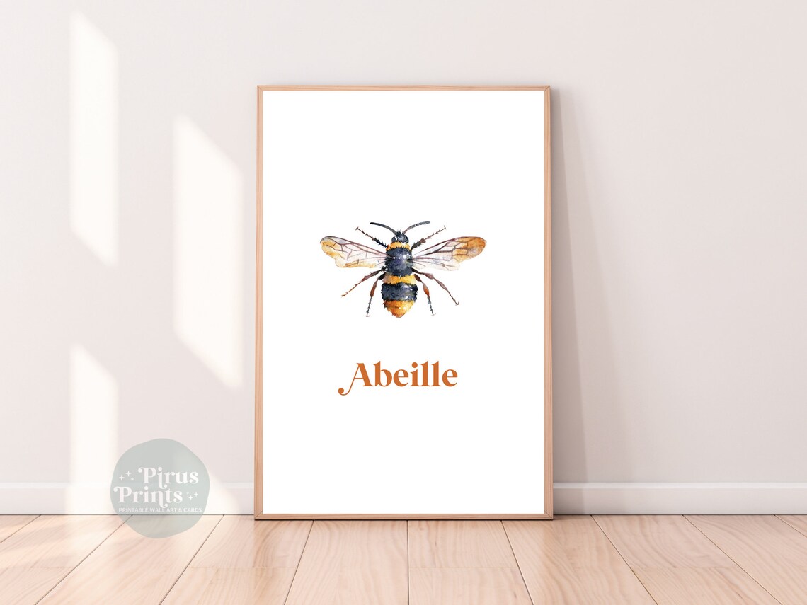 Watercolor Bee Art Print, Minimal Spring Decor - Image 3