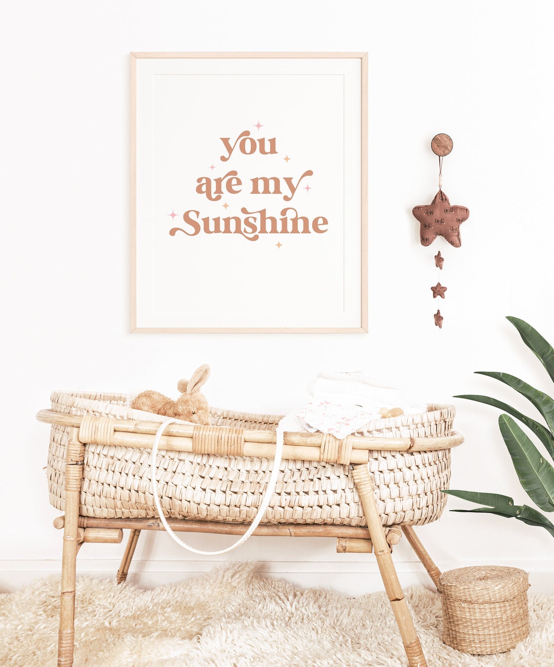 You Are My Sunshine Quote Print Blush Pink Nursery Typography Wall Art - Image 5