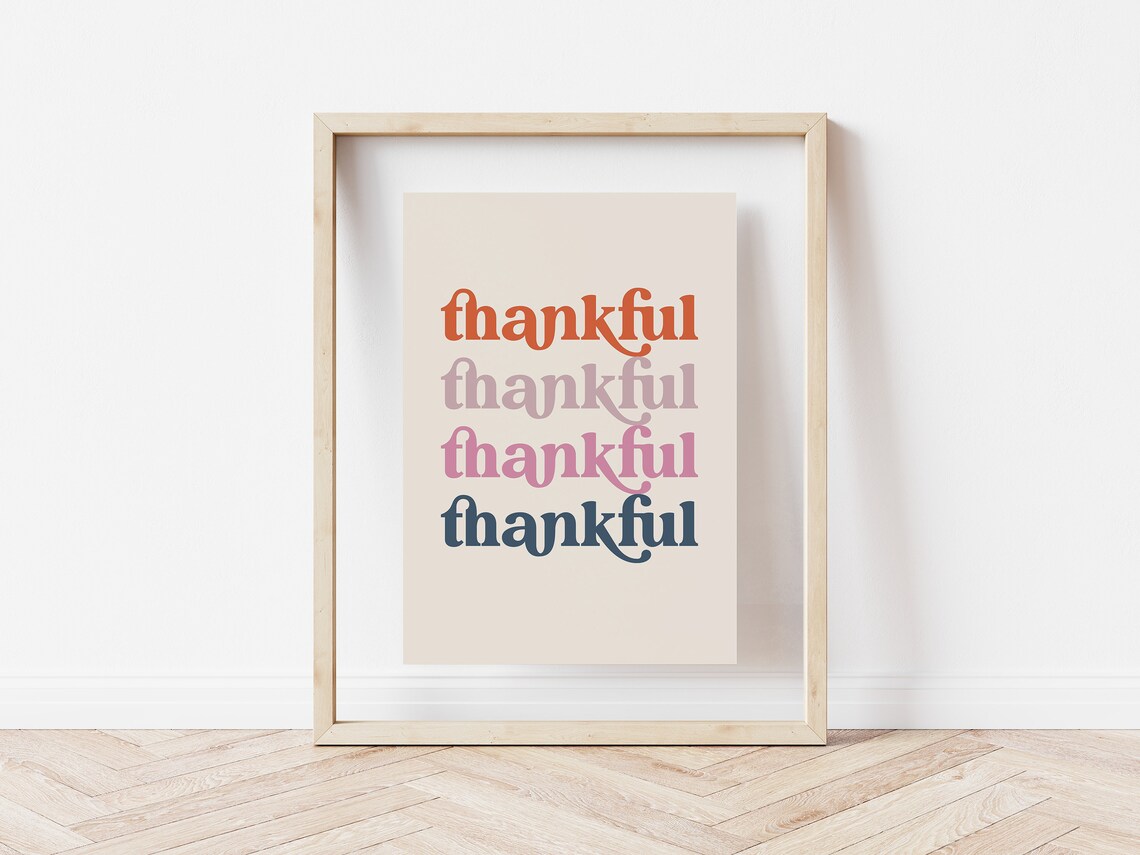 Pink Thanksgiving Boho Art Print, Thankful Decor - Image 3