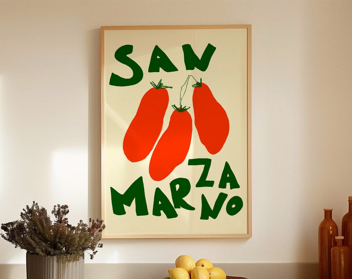 San Marzano Tomatoes, Retro Italian Food Art Print