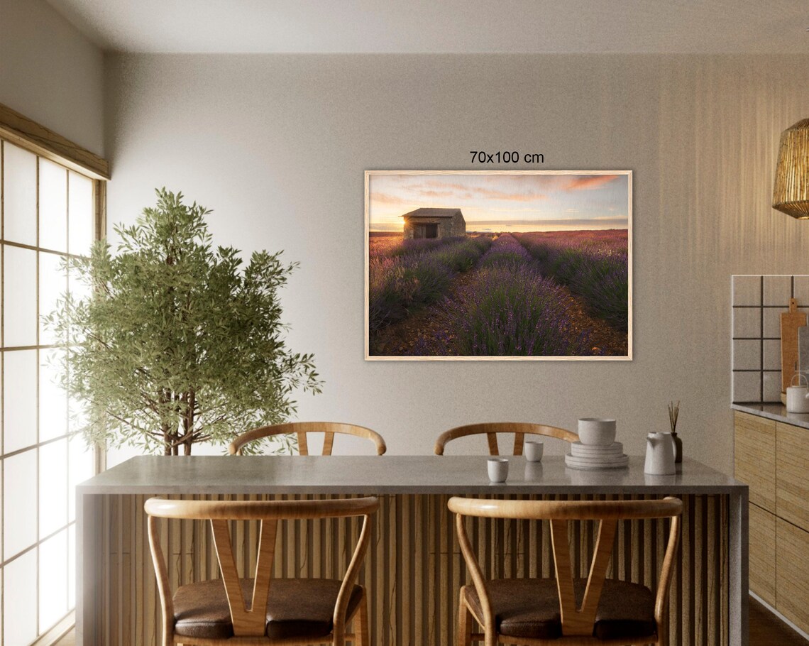 Provence Lavender Field Sunset Stone Hut France Countryside Poster - Image 3