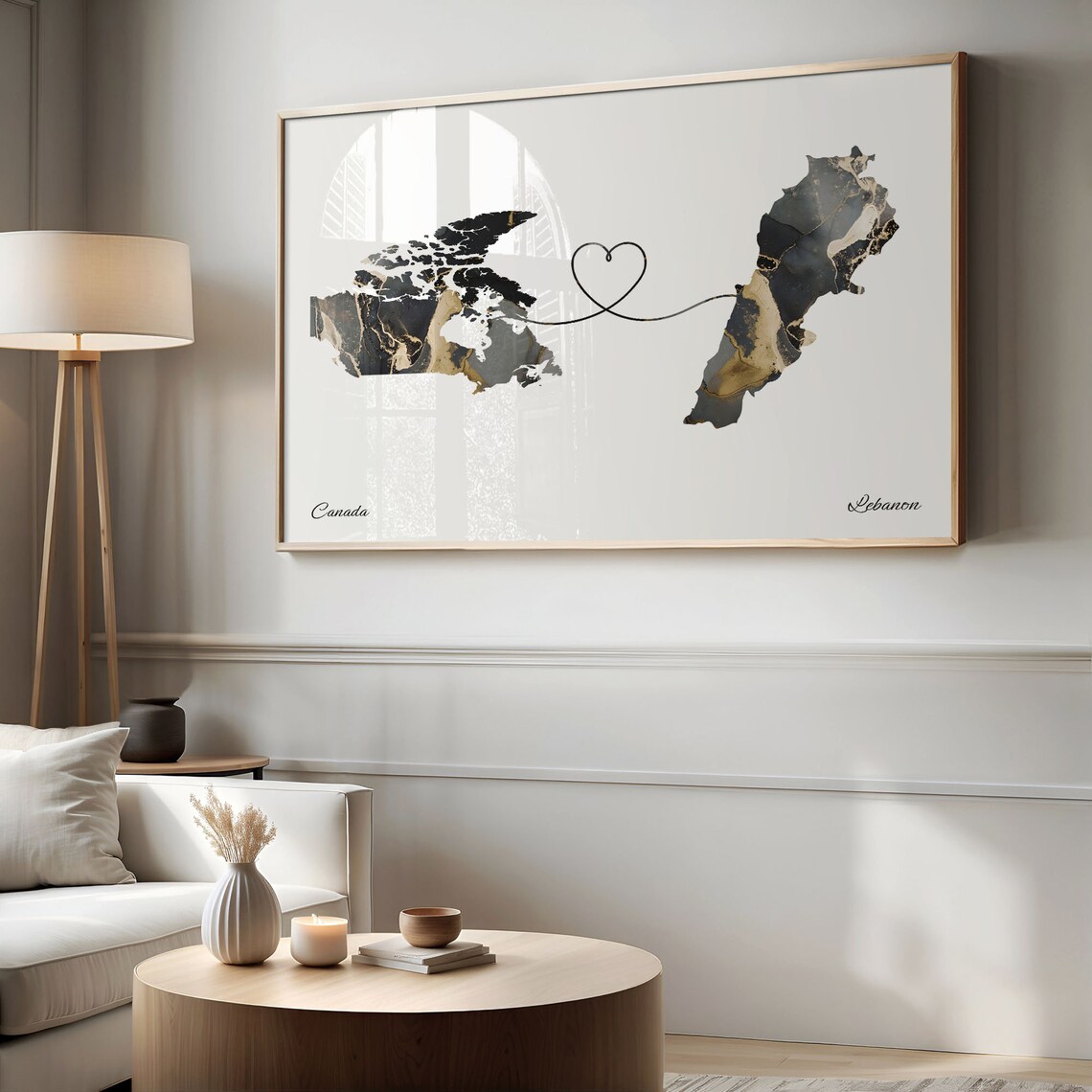 Canada To Lebanon Map Poster, Travel Art Print - Image 2