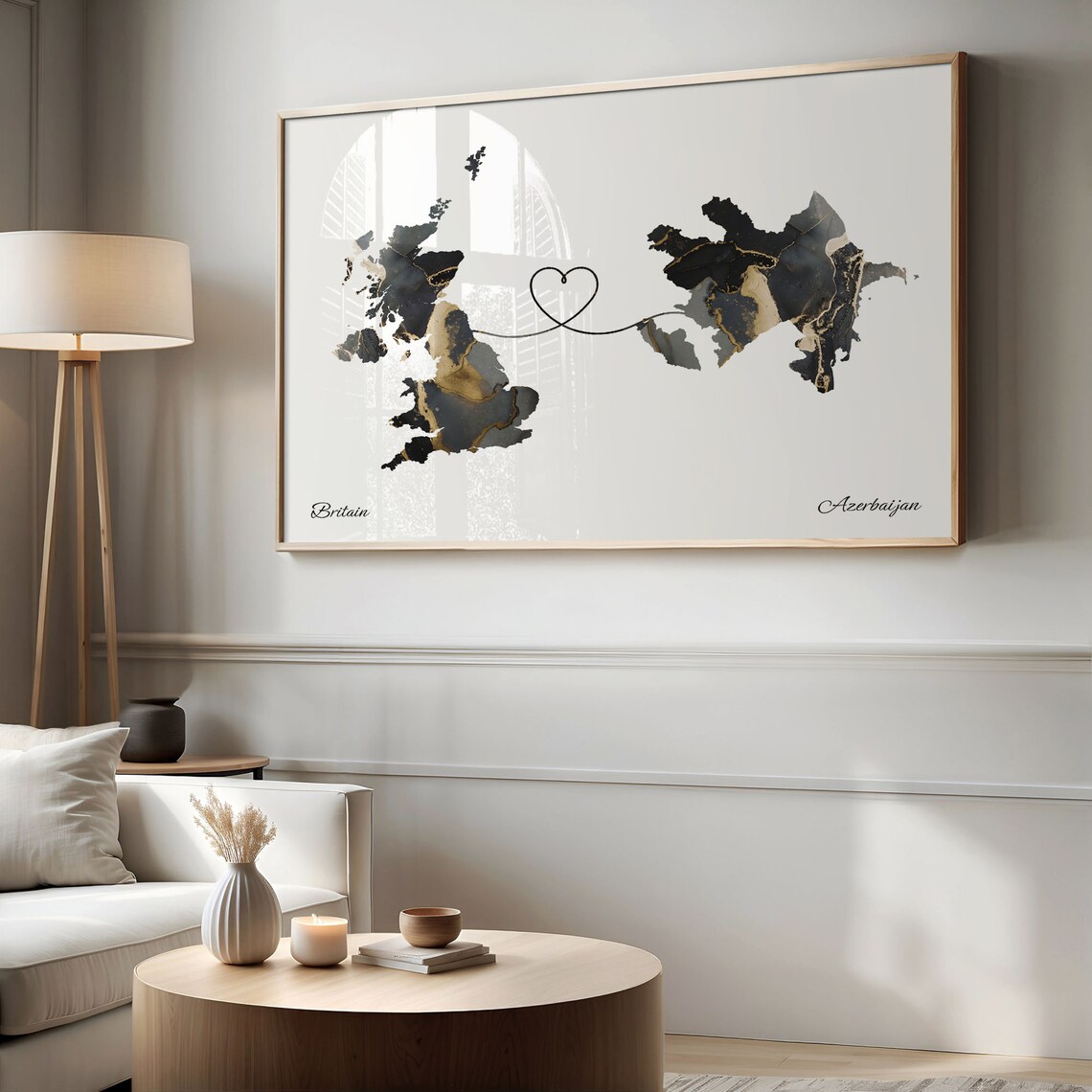 Britain To Azerbaijan Map Art Print, Travel Route - Image 2