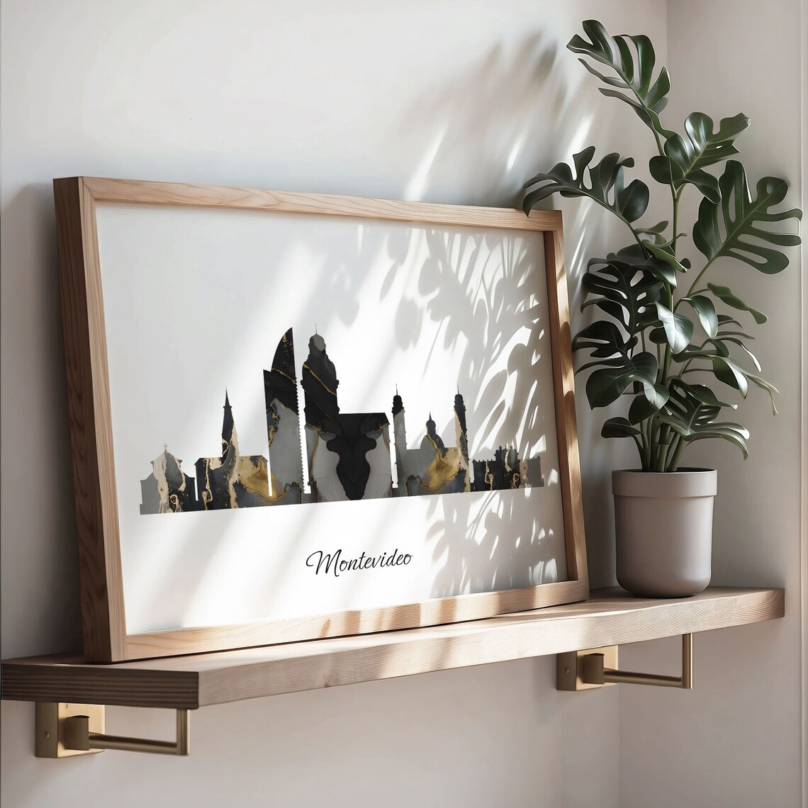 Montevideo Skyline Black Gold Marble Cityscape Uruguay Travel Decor Poster - Image 3