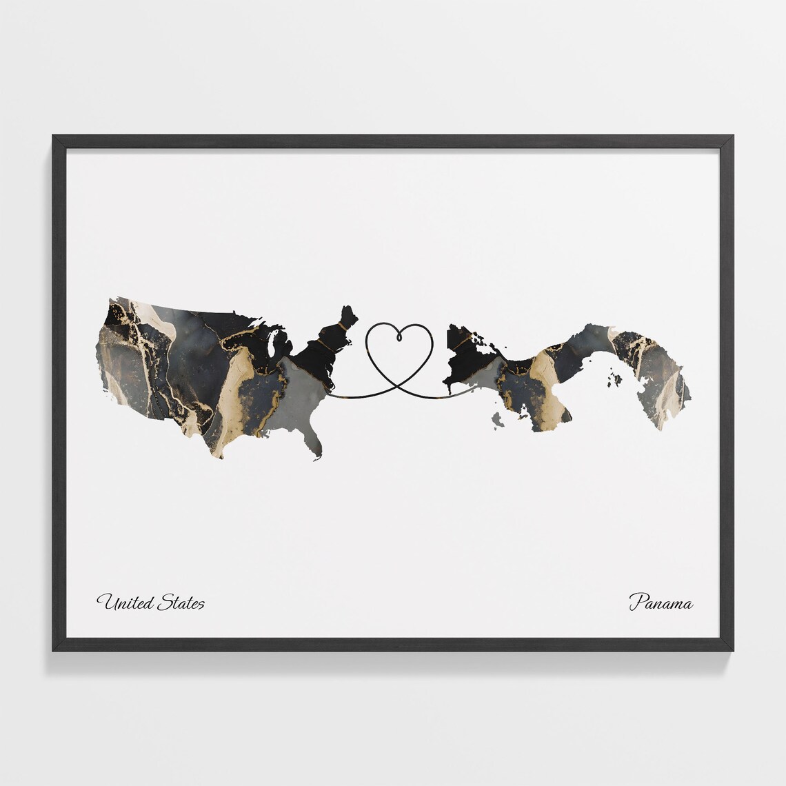 USA to Panama Map Poster, Travel Wall Art