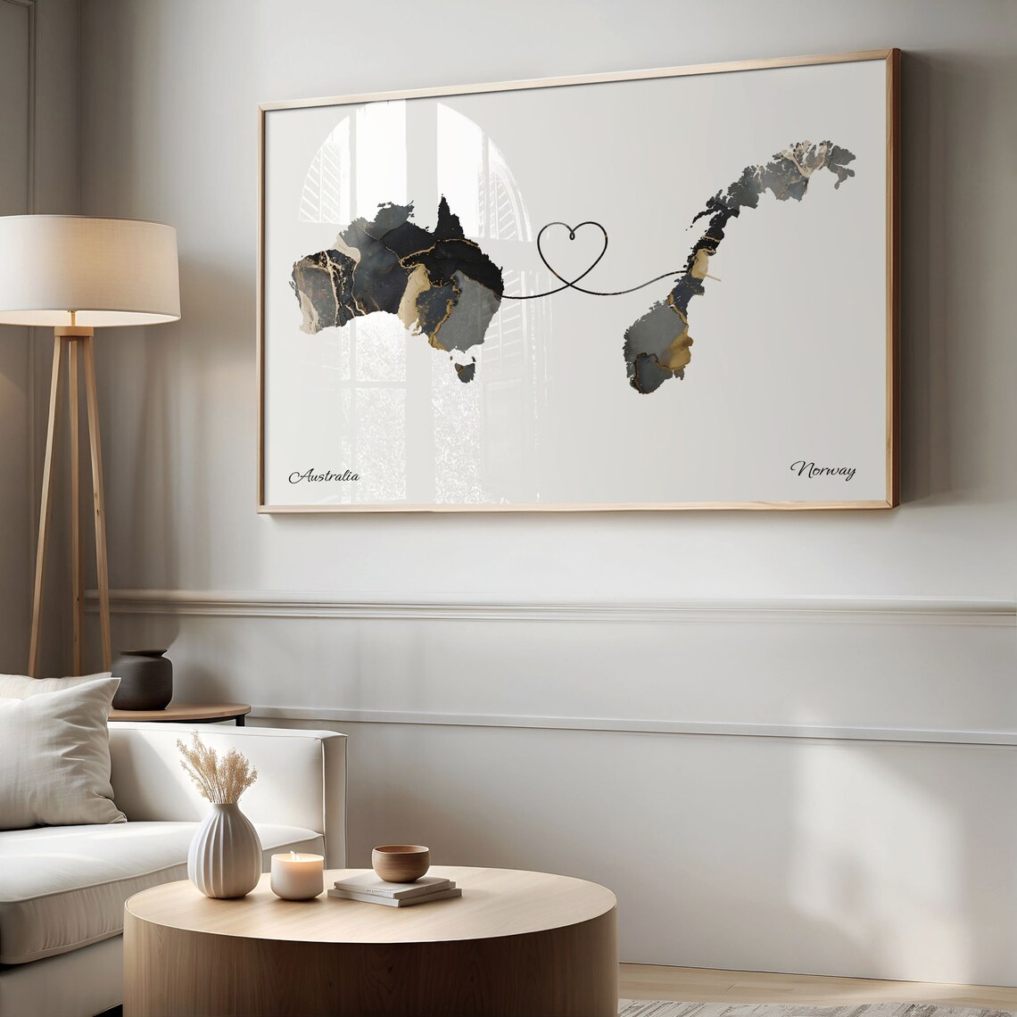 Australia To Norway Travel Map Poster, Two Countries - Image 2
