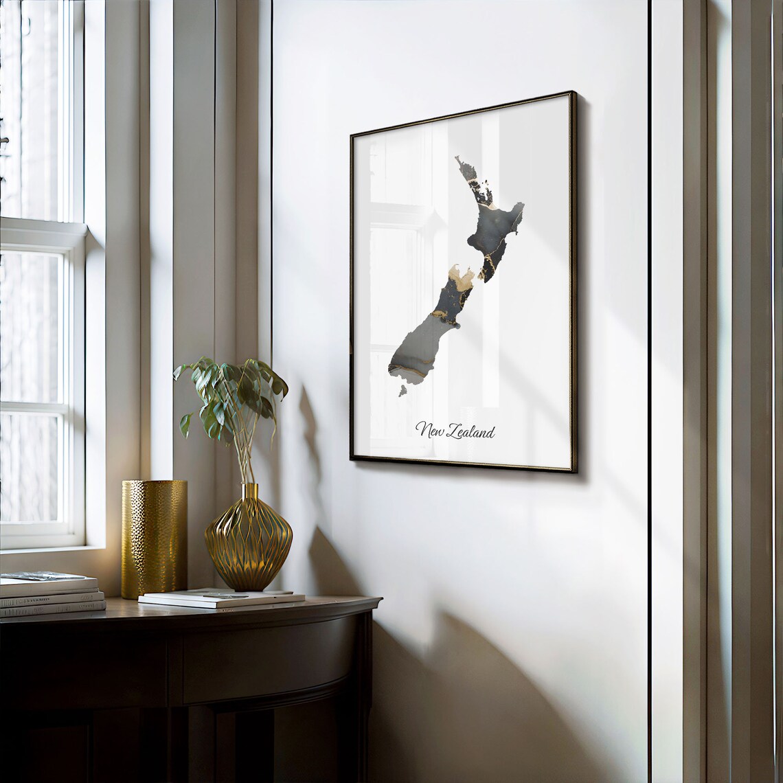 New Zealand Art Print, Abstract Map Poster - Image 3