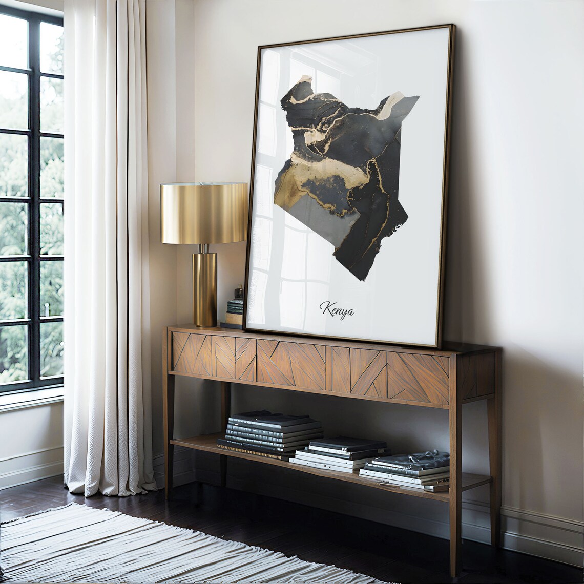 Kenya Stylish Black And Gold Marble Country Map Luxury Decor Art Poster - Image 4