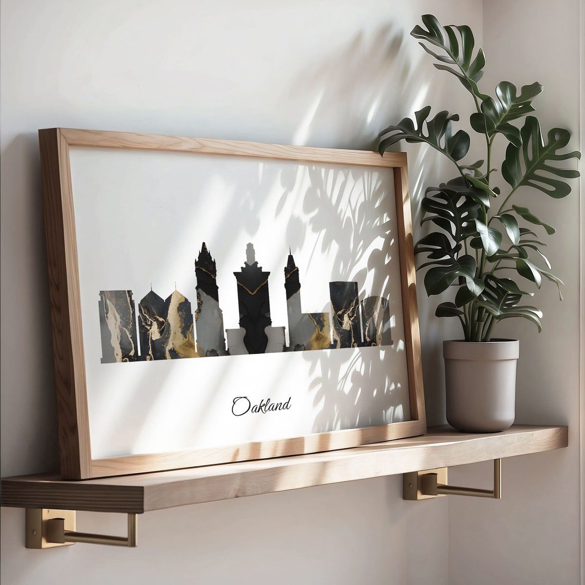 Oakland Skyline Print Marble Cityscape United States Wall Art Poster Marble City Art Wall Art Living Room C28 179 - Image 3