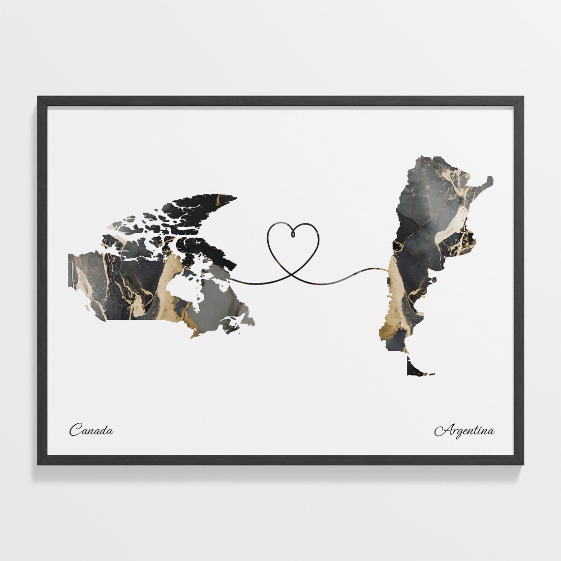Canada to Argentina Map Travel Poster, South America