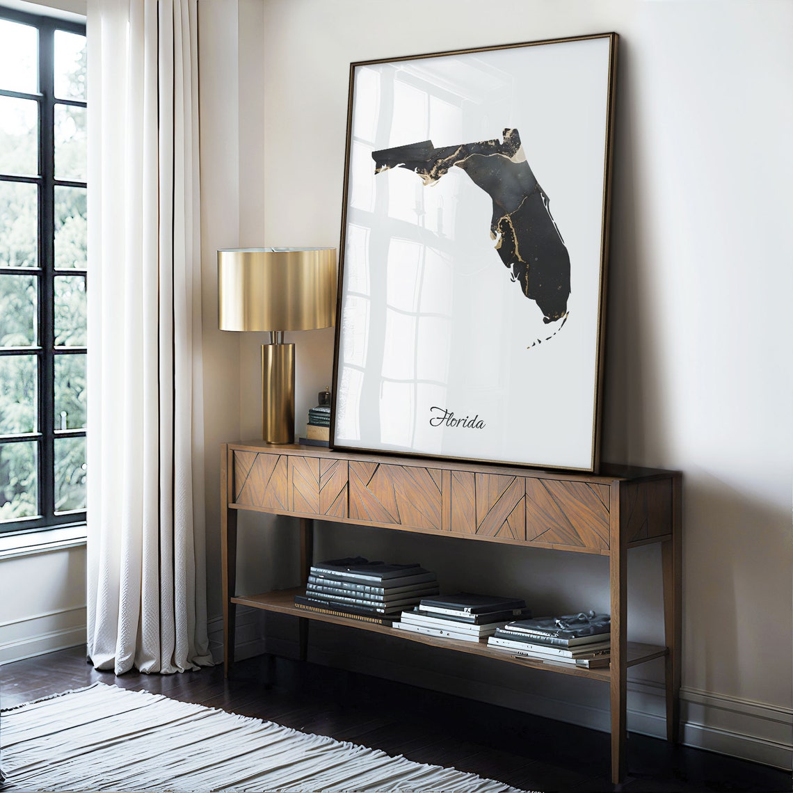 Florida Black and Gold Marble State Map Silhouette Minimalist Poster - Image 4