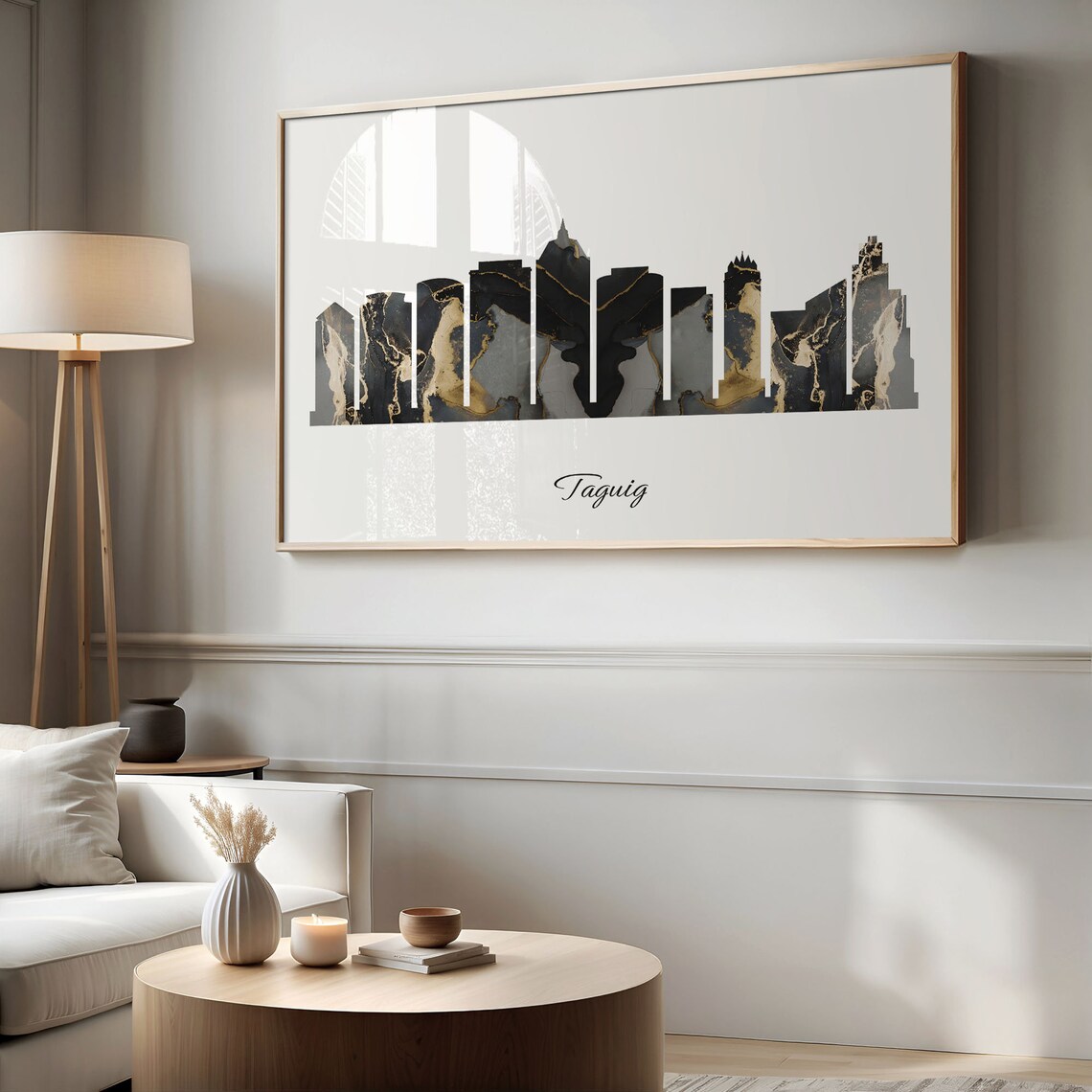 Taguig Black Marble Skyline Silhouette Poster Modern Cityscape Art - Image 2