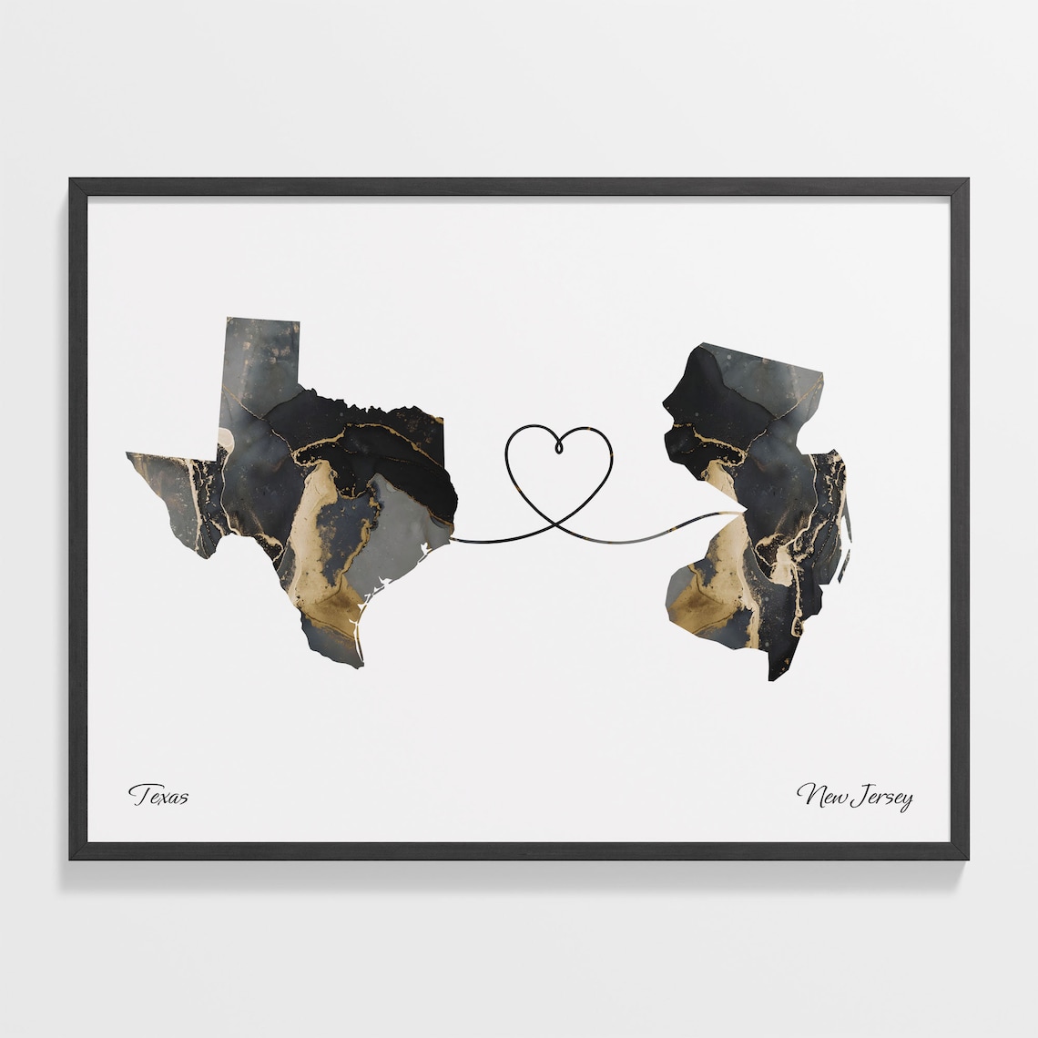Texas To New Jersey Marble Map Travel Poster