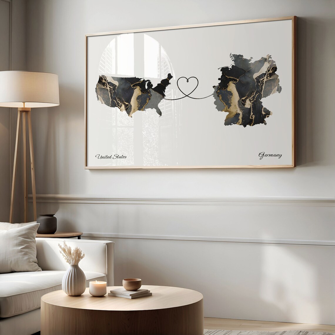 USA to Germany Marble Two Countries Map Poster - Image 2