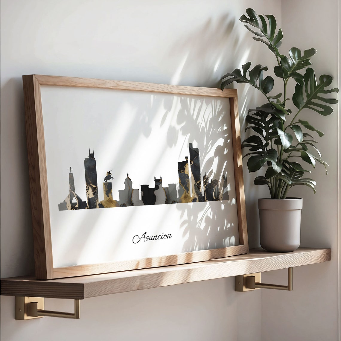 Asuncion Luxury Black Gold Marble City Skyline Silhouette Poster - Image 3