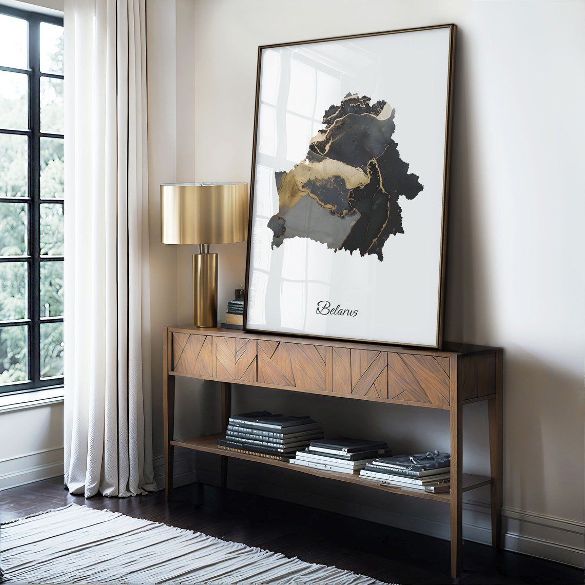 Belarus Elegant Country Map Black Gold Marble Minimalist Poster - Image 4