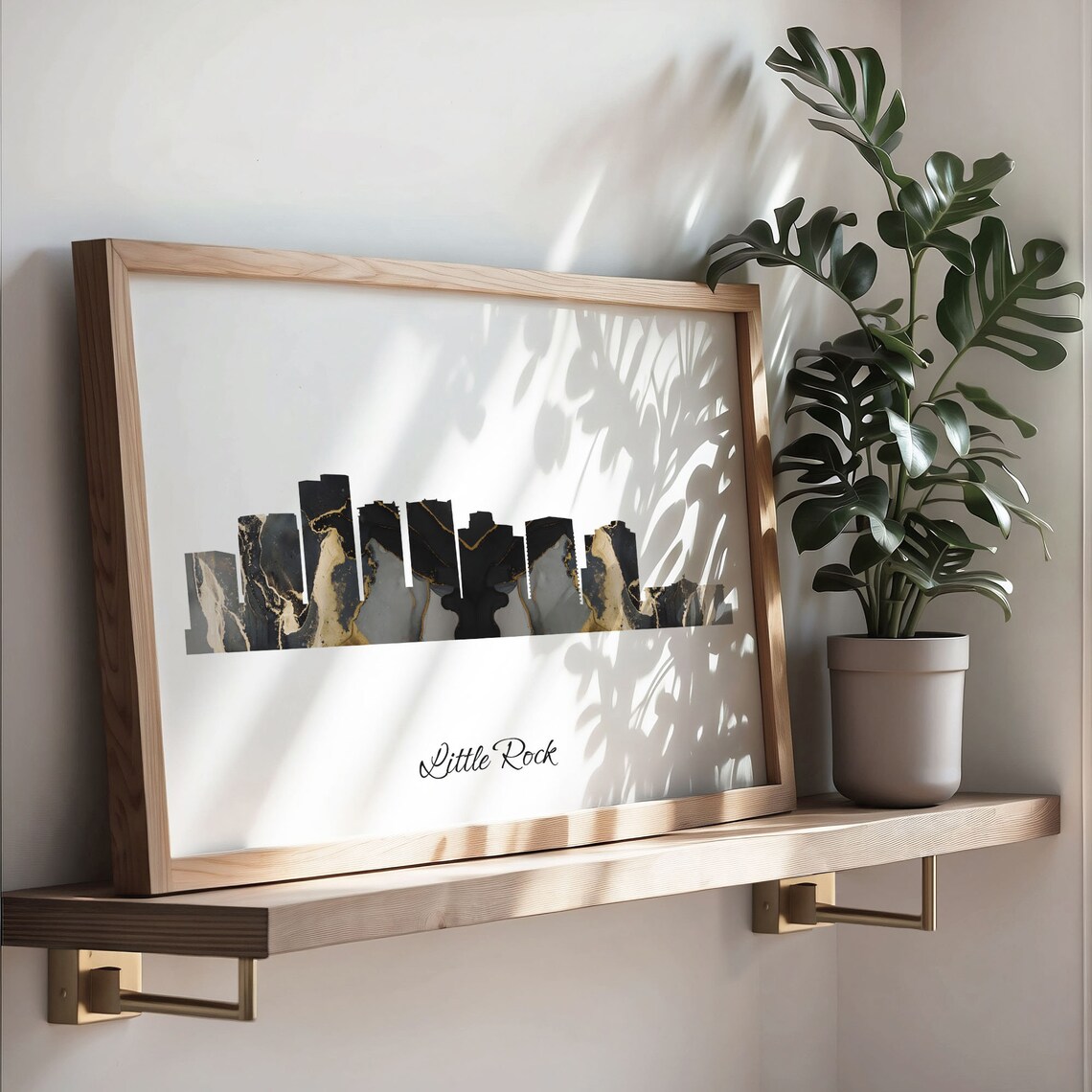 Little Rock Skyline Black Gold Marble Cityscape United States Travel Decor Poster - Image 3