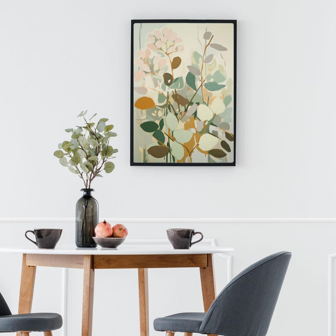 Soft Eucalyptus Branches Watercolor Painting Neutral Botanical Poster - Image 3