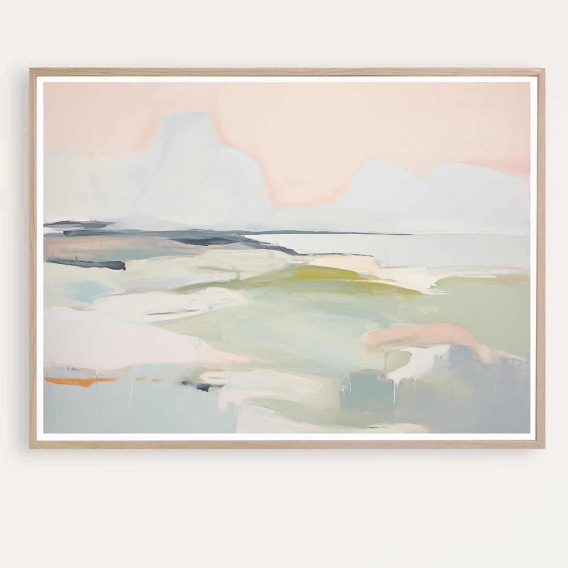 Blush Pink Abstract Seascape Minimalist Coastal Horizon Art Poster