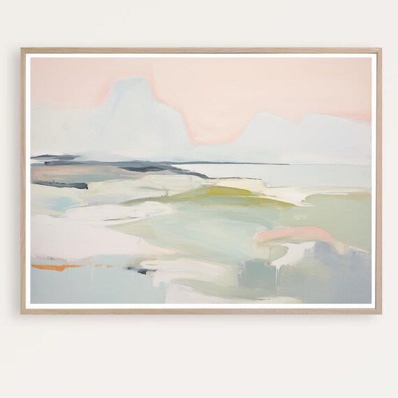 Blush Pink Abstract Seascape Minimalist Coastal Horizon Art Poster