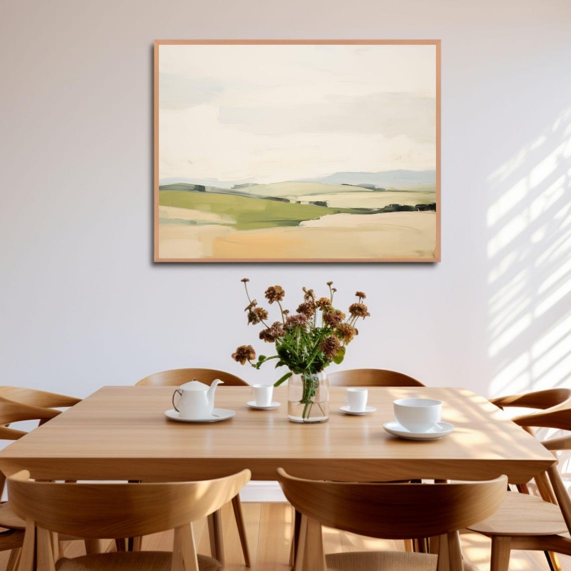 Minimalist Calm Green Landscape Painting Serene Fields Horizon Poster - Image 4