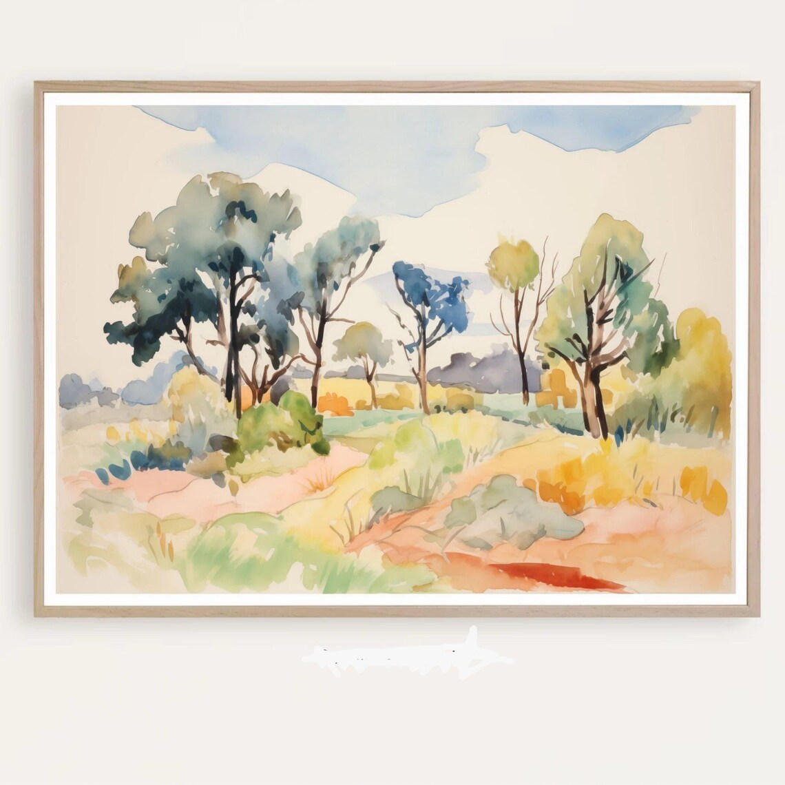 Colorful Abstract Watercolor Trees Landscape Vibrant Modern Art Poster