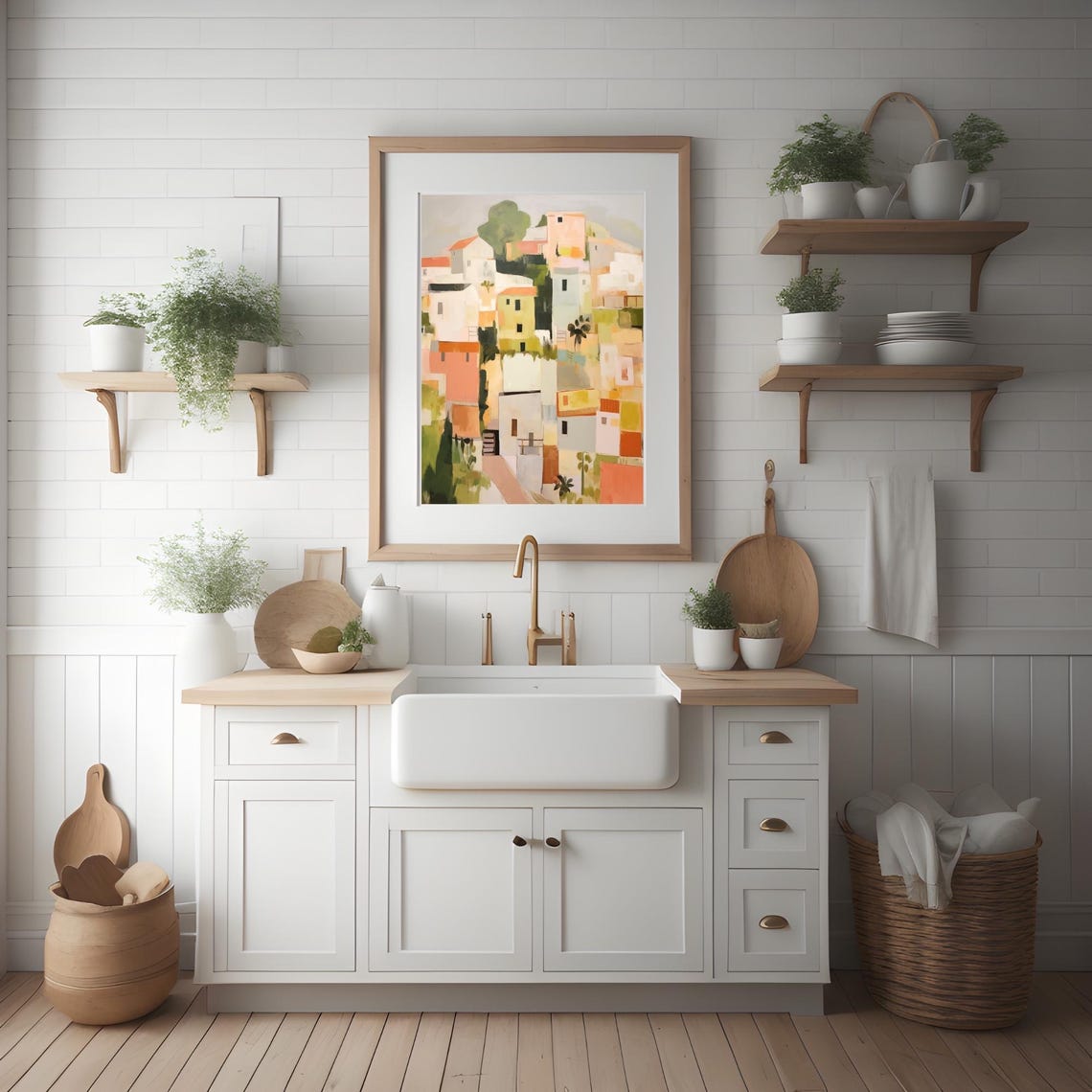 Colorful Village Houses, Mediterranean Spain Travel Poster - Image 2