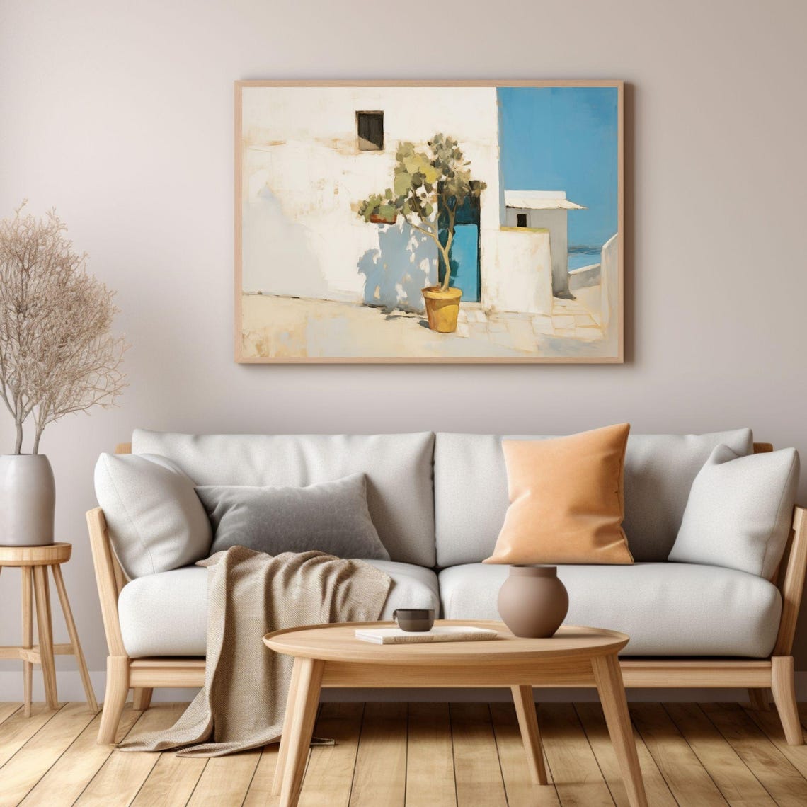 Ibiza Watercolor Travel Poster, Mediterranean White House - Image 3