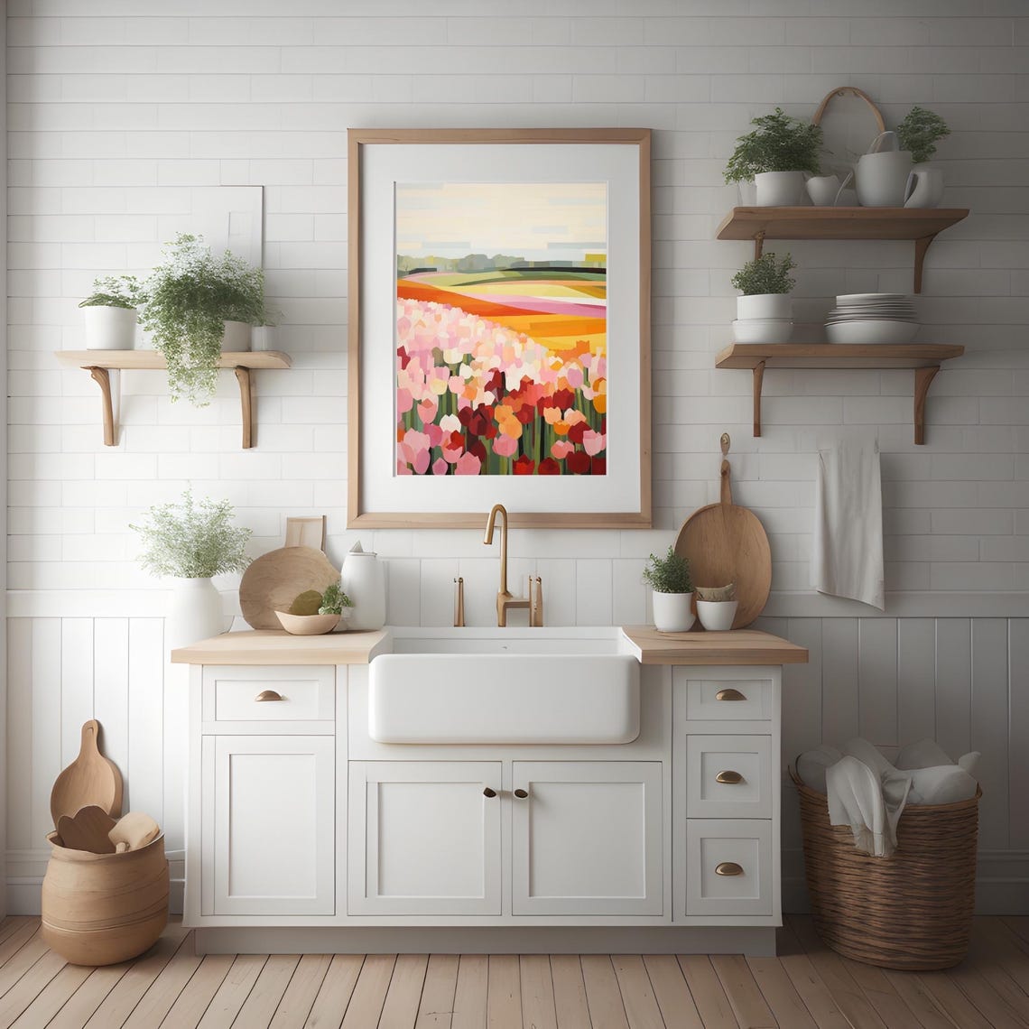 Tulip Field Abstract Floral Art Print - Image 2