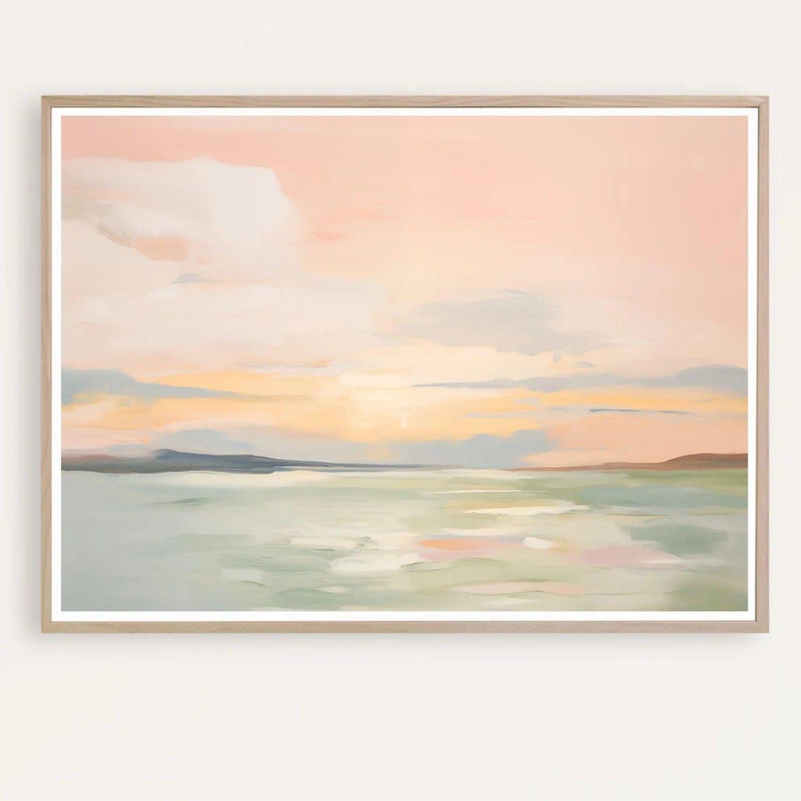Pastel Abstract Seascape Sunset Soft Blush Sky Over Calm Sea Poster
