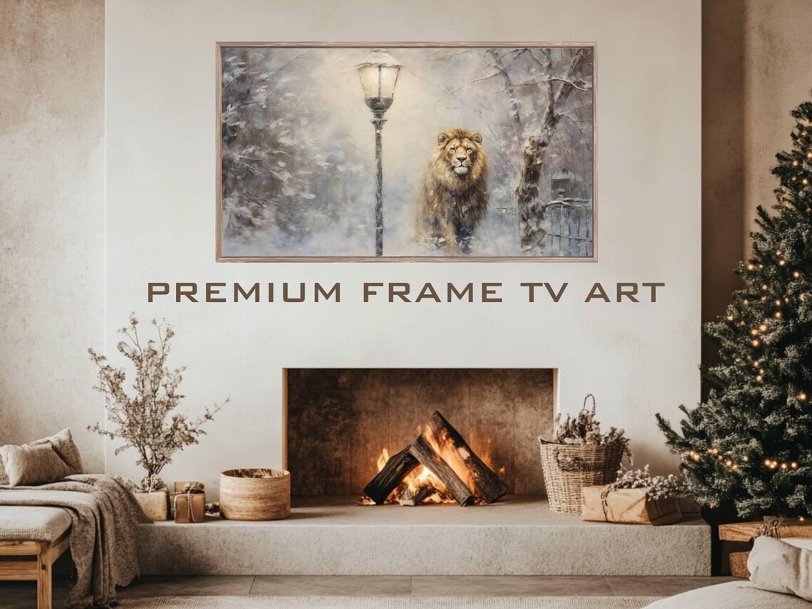 Narnia Lantern Pole and Aslan Winter Art Print - Image 2