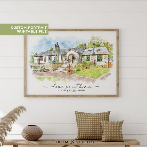 Custom House Portrait - Personalized Watercolor