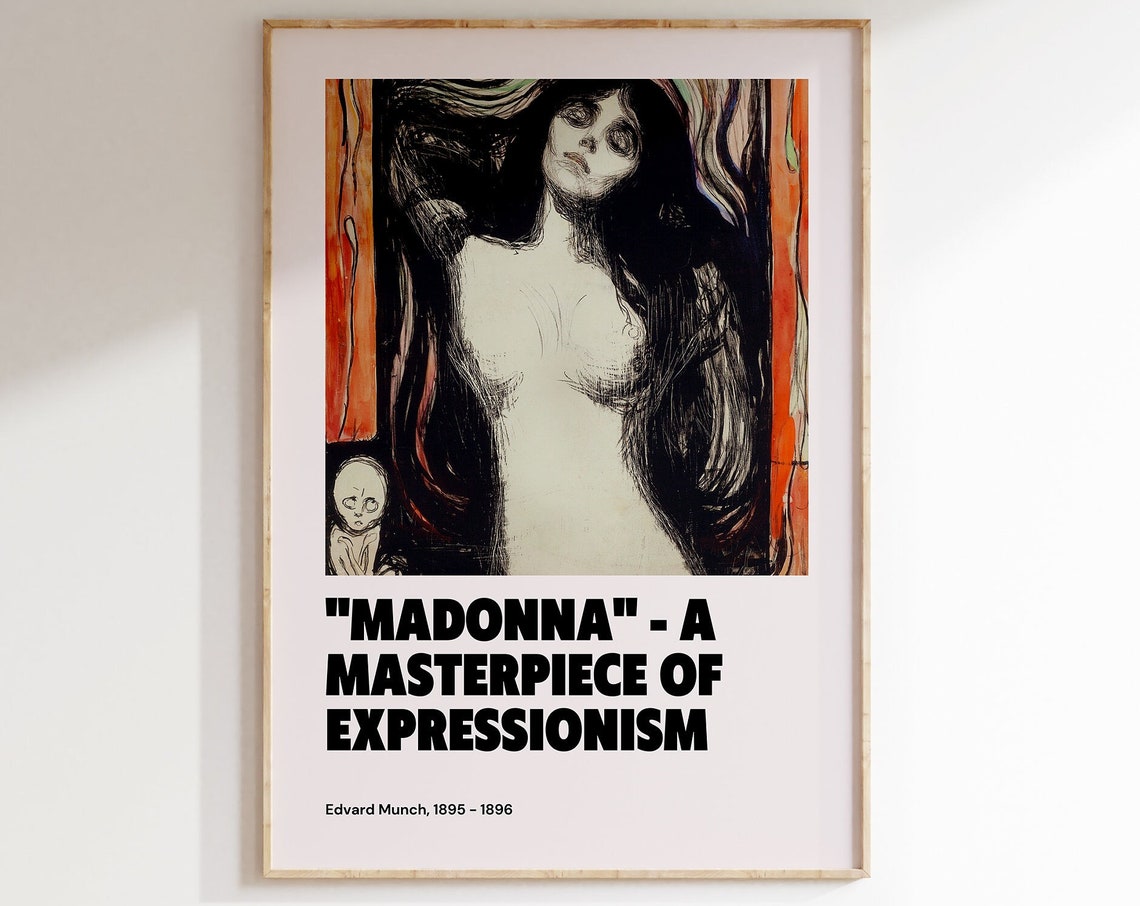 Edvard Munch Madonna 1895 Lithograph Monochrome Figure Art Poster