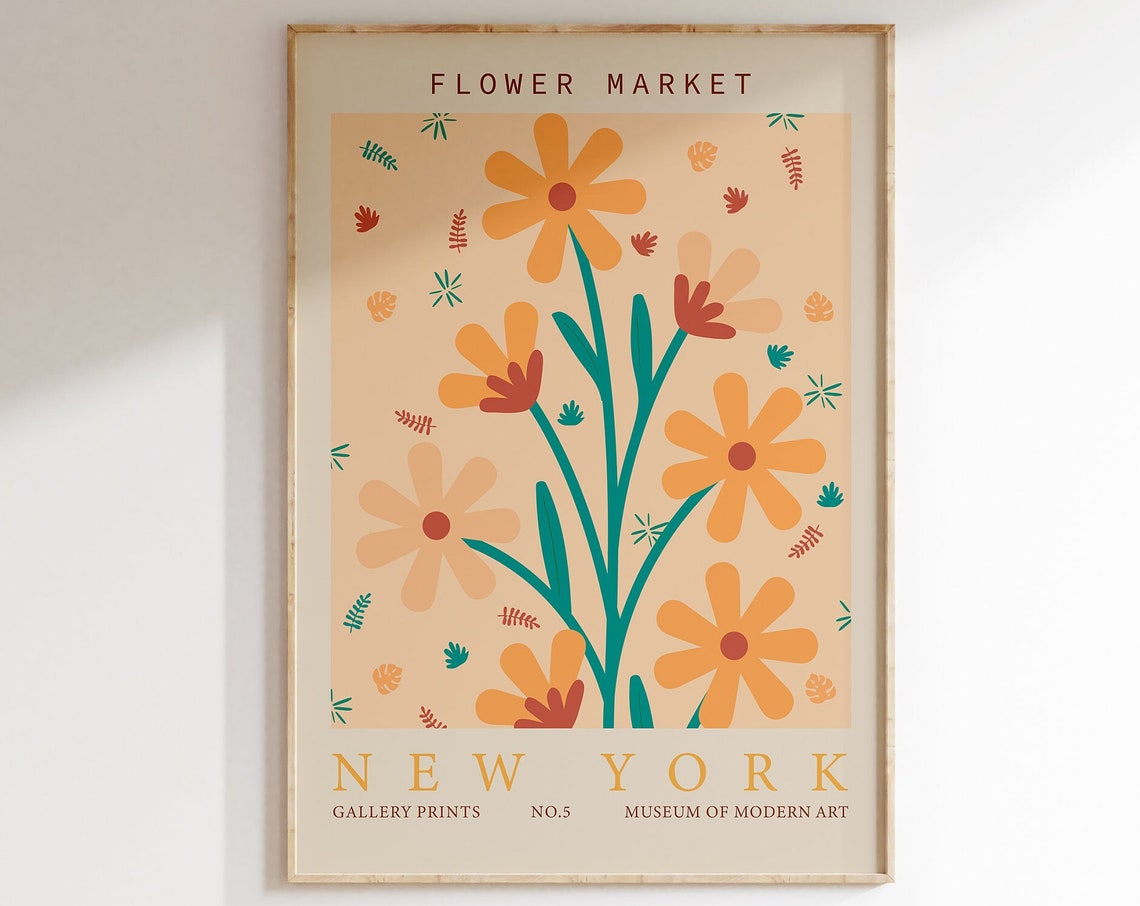 Flower Market New York Peach Floral Museum of Modern Art Poster