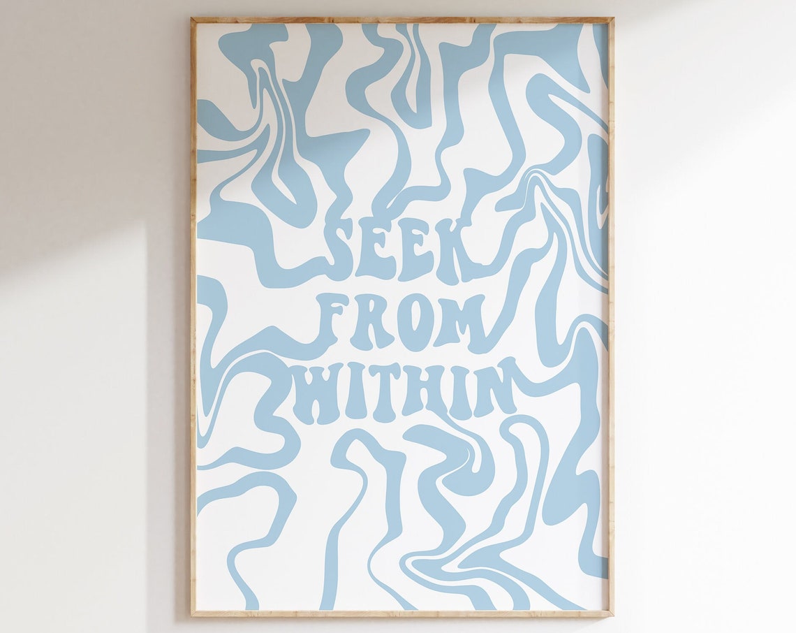 Seek From Within Groovy Retro Minimal Mindful Quote Artwork Poster