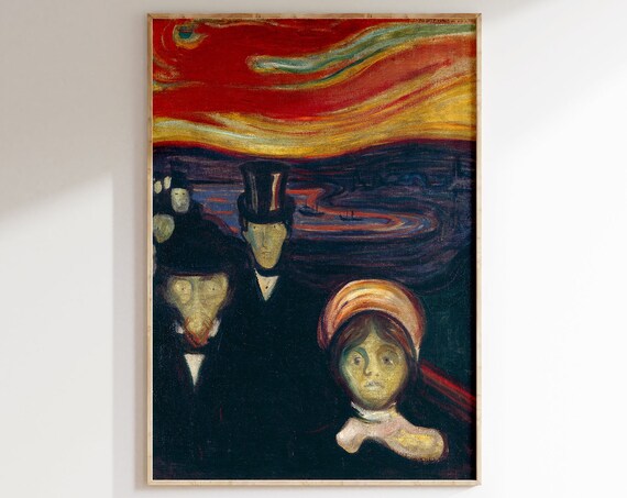 Edvard Munch Anxiety Poster Edvard Munch Print Exhibition Poster Vintage Mid Century Wall Art Decor Modern Scandinavian Abstract