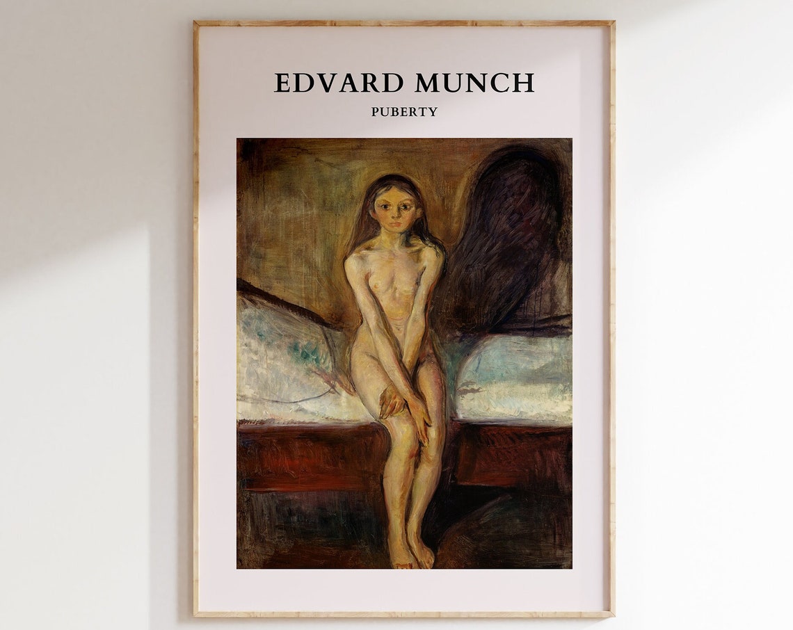 Edvard Munch Puberty Seated Figure Shadow Expressionist Poster