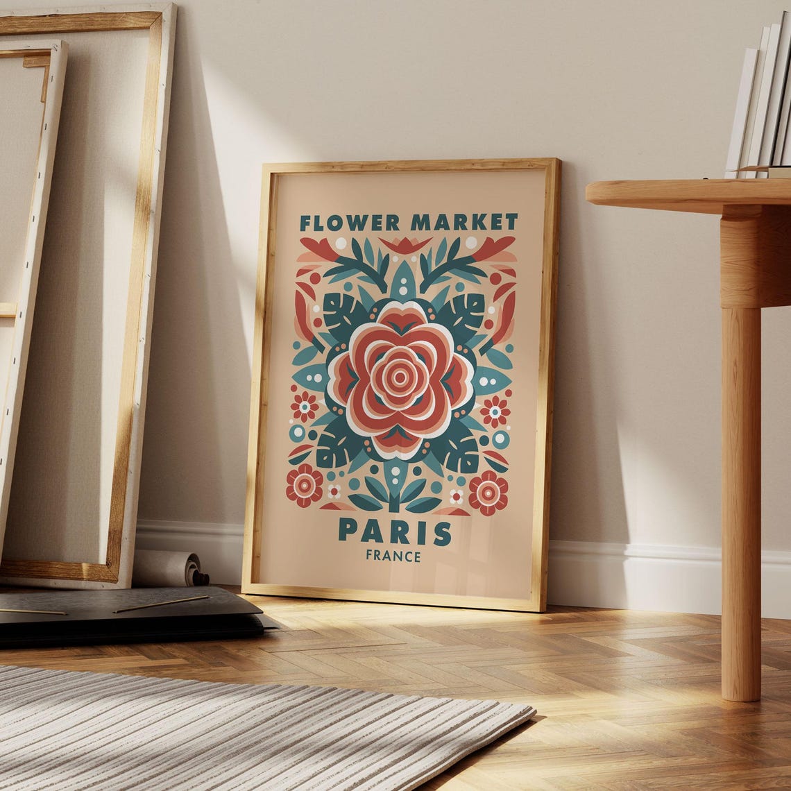 Paris Flower Market Print Folk Illustration Neutral Wall Art Rose Illustration French Flower Market Sign France Travel Poster Home Decor - Image 5
