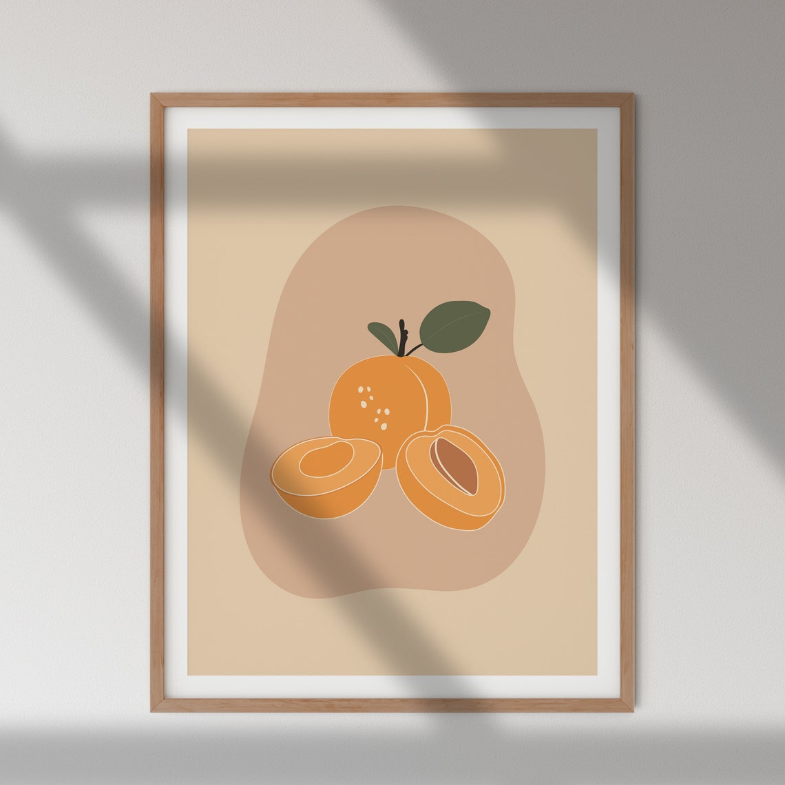 Whole and Halved Apricots on a Beige Arch Kitchen Fruit Poster