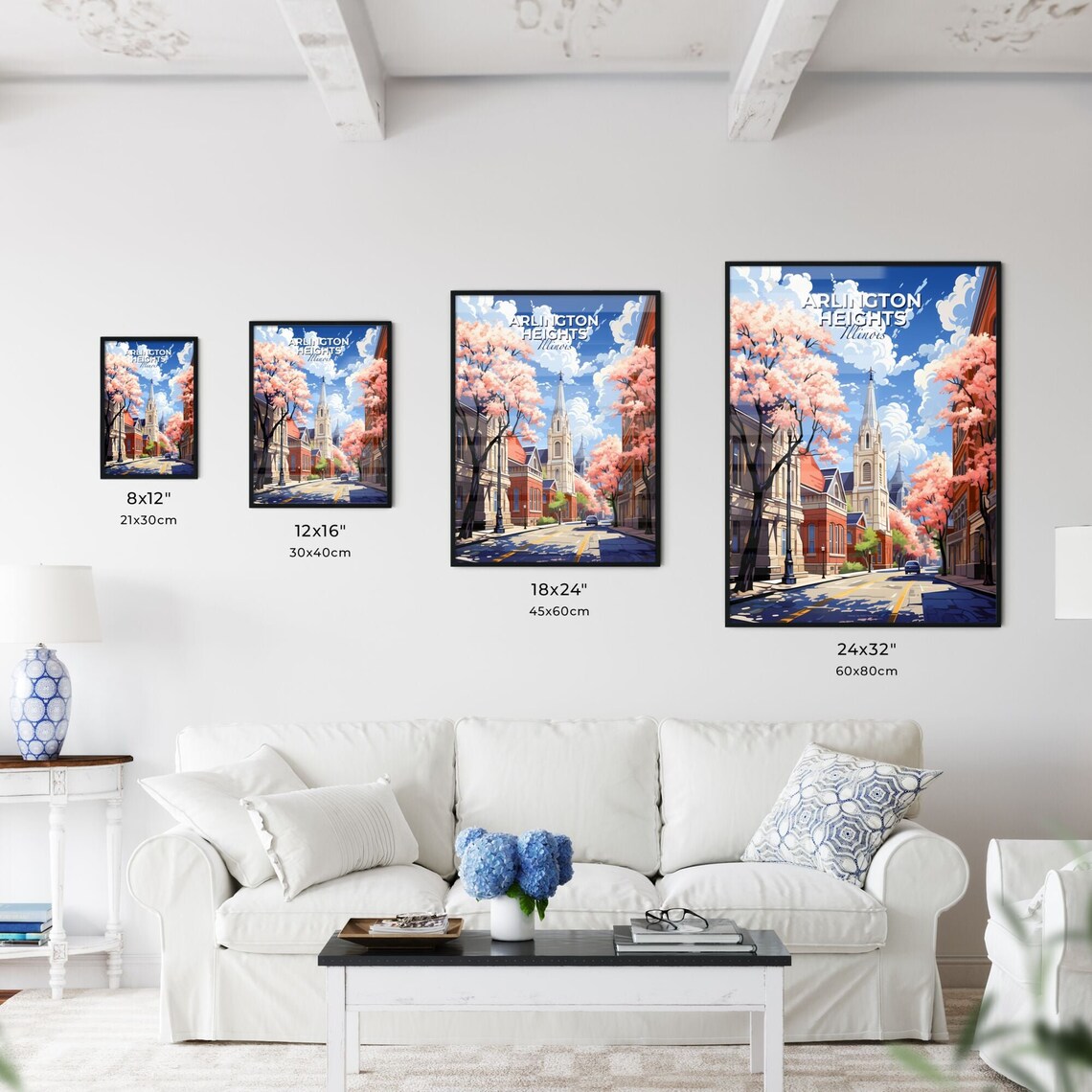 Arlington Heights Illinois Church Street Spring Blossom Poster - Image 3