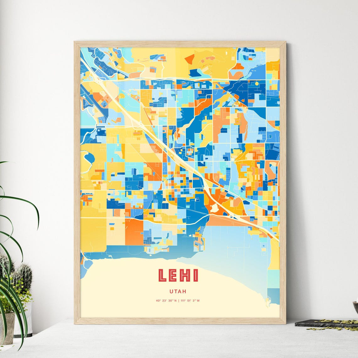 Abstract Lehi Utah Modern Colorful City Street Map Art Poster - Image 3