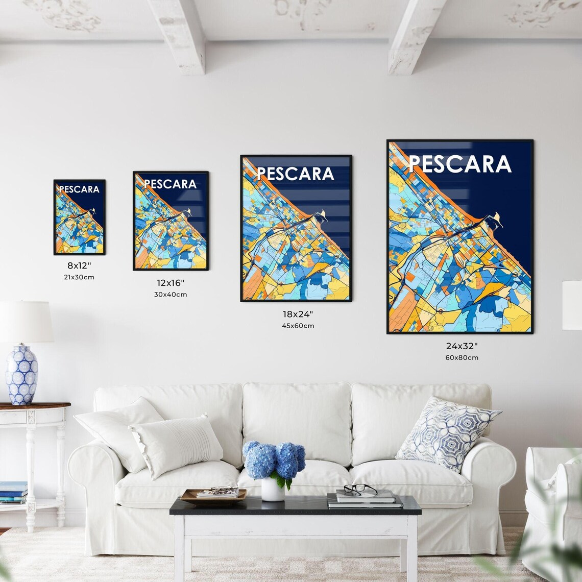 Pescara Italy Modern Colorful Map Art City Street Design Poster - Image 3