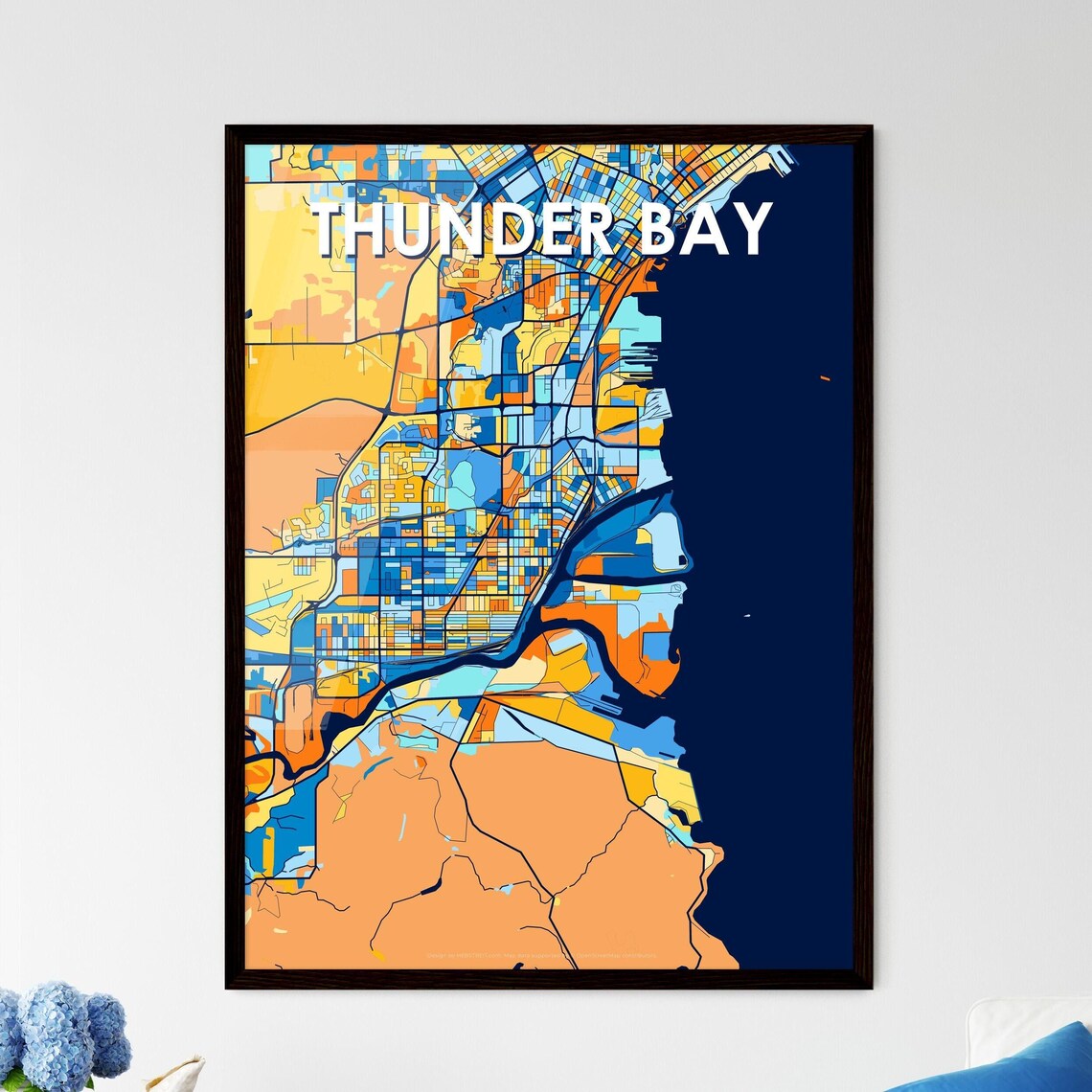 Thunder Bay Ontario Canada Colorful Modern City Street Map Travel Decor Poster