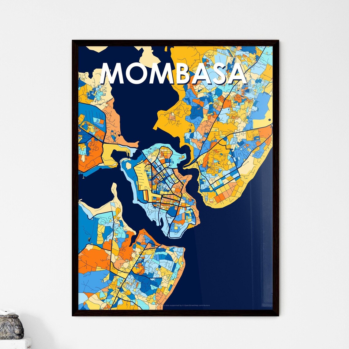 Mombasa Kenya Vibrant Colorful City Map Art Print Home Decor