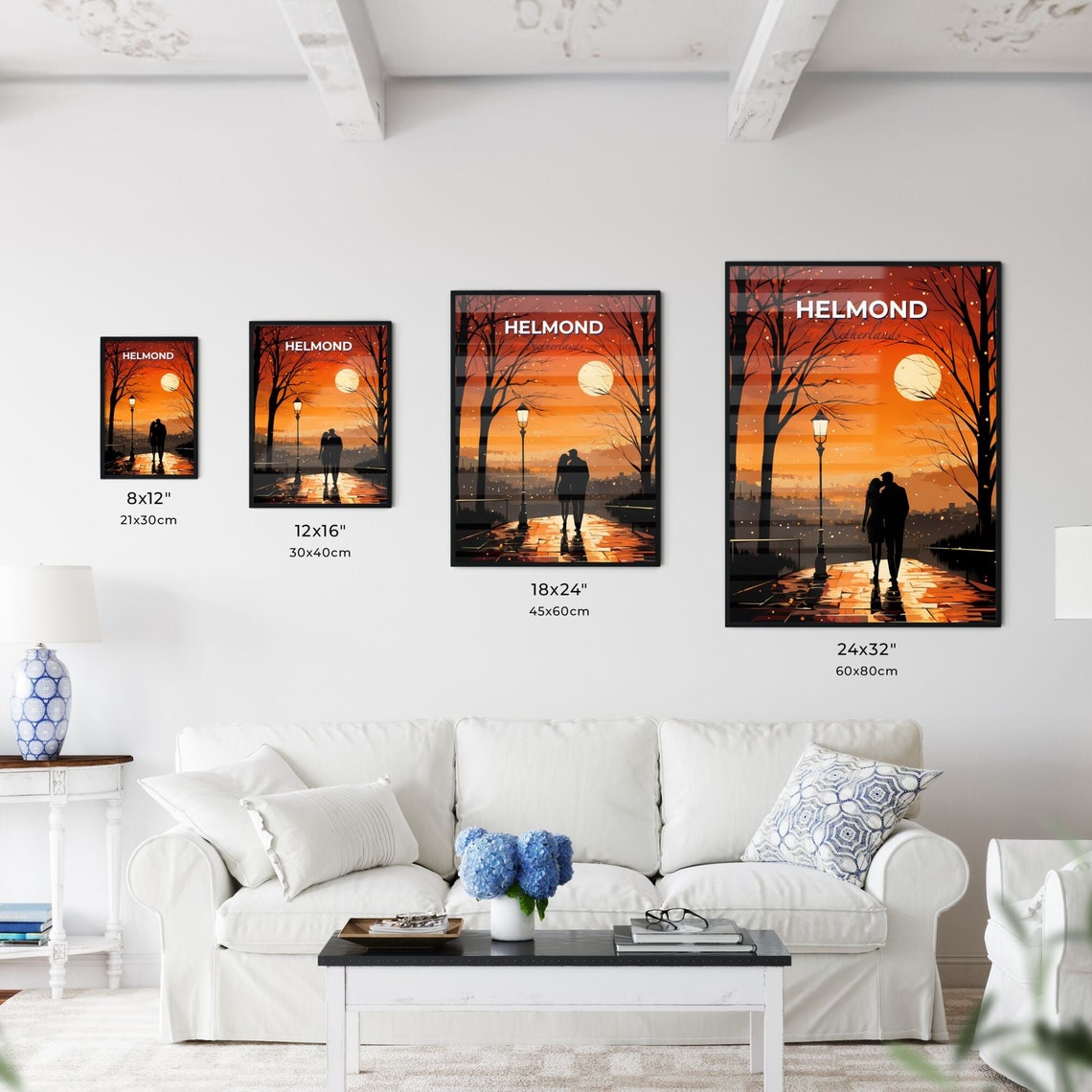 Helmond Netherlands Moonlit Romantic Couple Night Walk Poster - Image 3