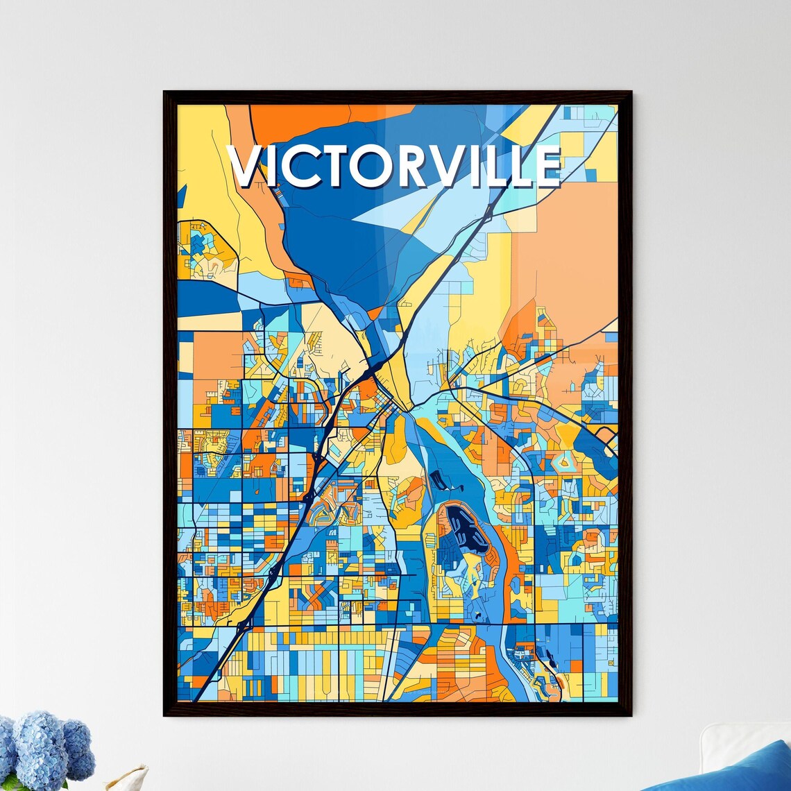 Victorville California Colorful Modern City Map Poster for Home and Office